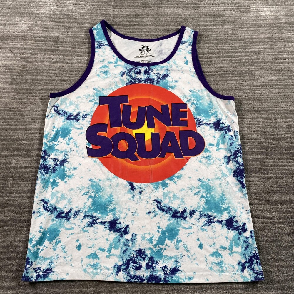 Looney Tunes Tune Squad Shirt Mens Large Blue Tie Dye Space Jam Graphic Tank